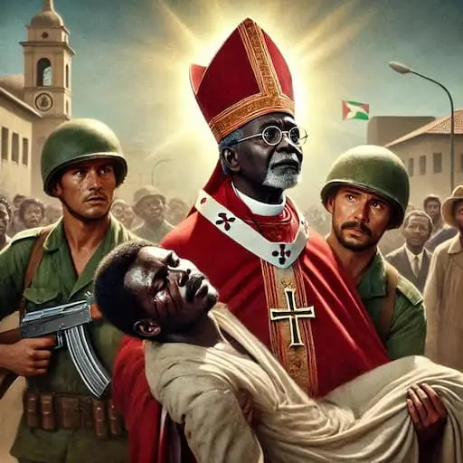 Enlèvement du cardinal Émile Biayenda par des militaires en 1977, symbole de son martyre.